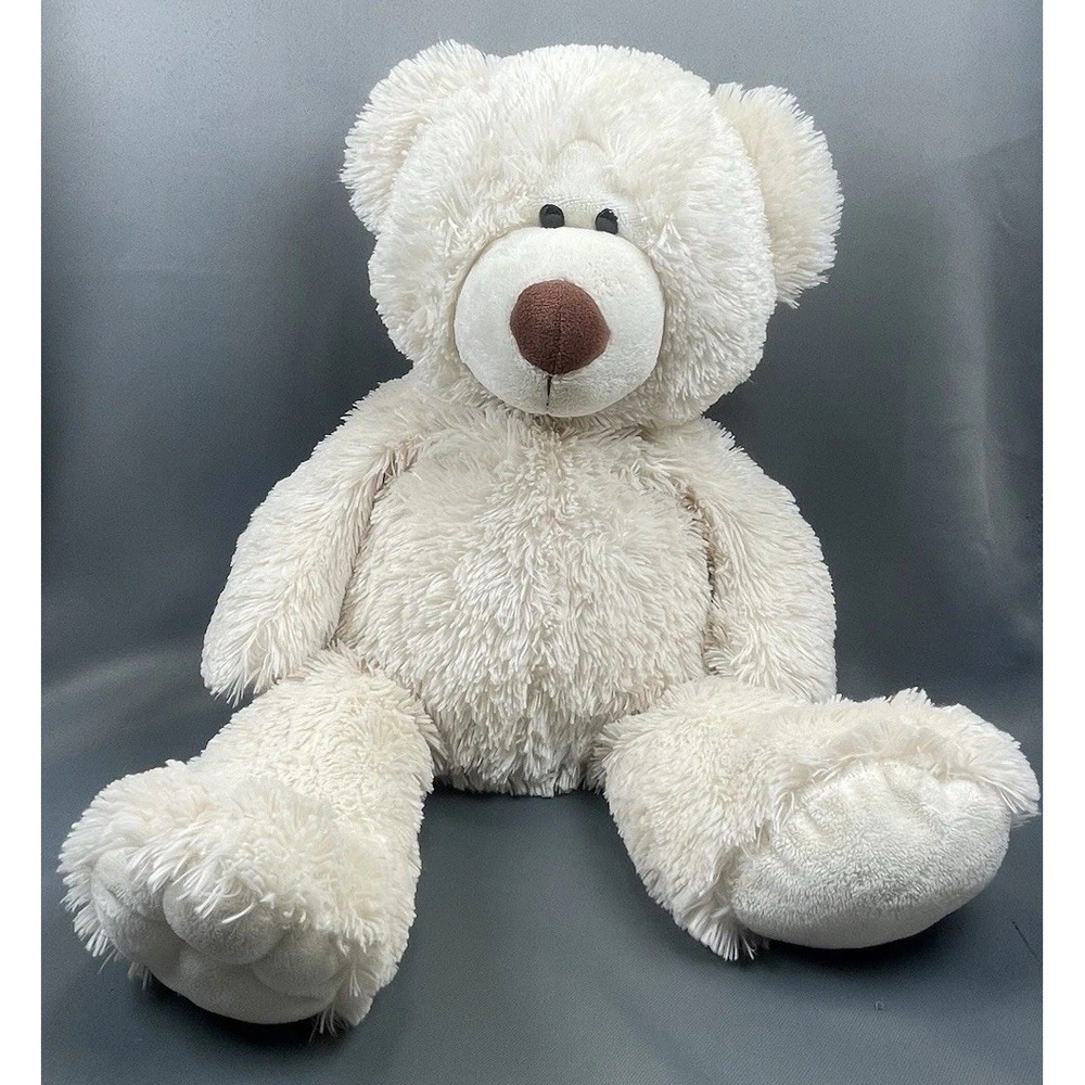 Ganz Plush Large Cream Stuffed‎ Teddy Bear Brown Nose 18"-24" H10967 Ivory Plush